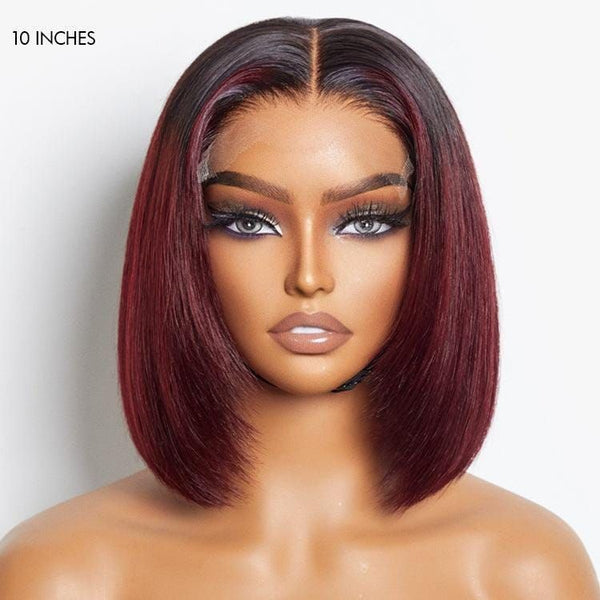 12A Double Drawn T1b/BUG Short Bob Human Hair 4x4 5x5 13x4 Lace Front Wig