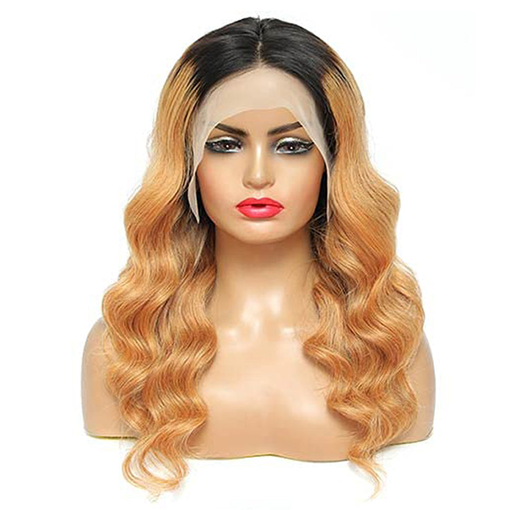 Ombre T1b/27 Long Body Wave Human Hair 13x6 Lace Frontal Hair Wigs