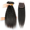 Kinky Straight Wave Human Hair 3 Bundles with 4x4 Lace Closure