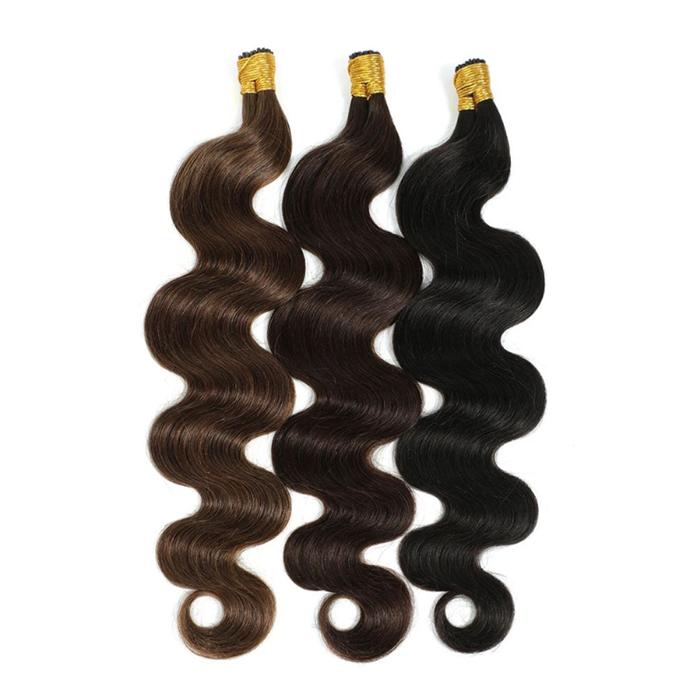 I Tip Body Wave Human Hair Extensions 100g Dark Color #1~#12