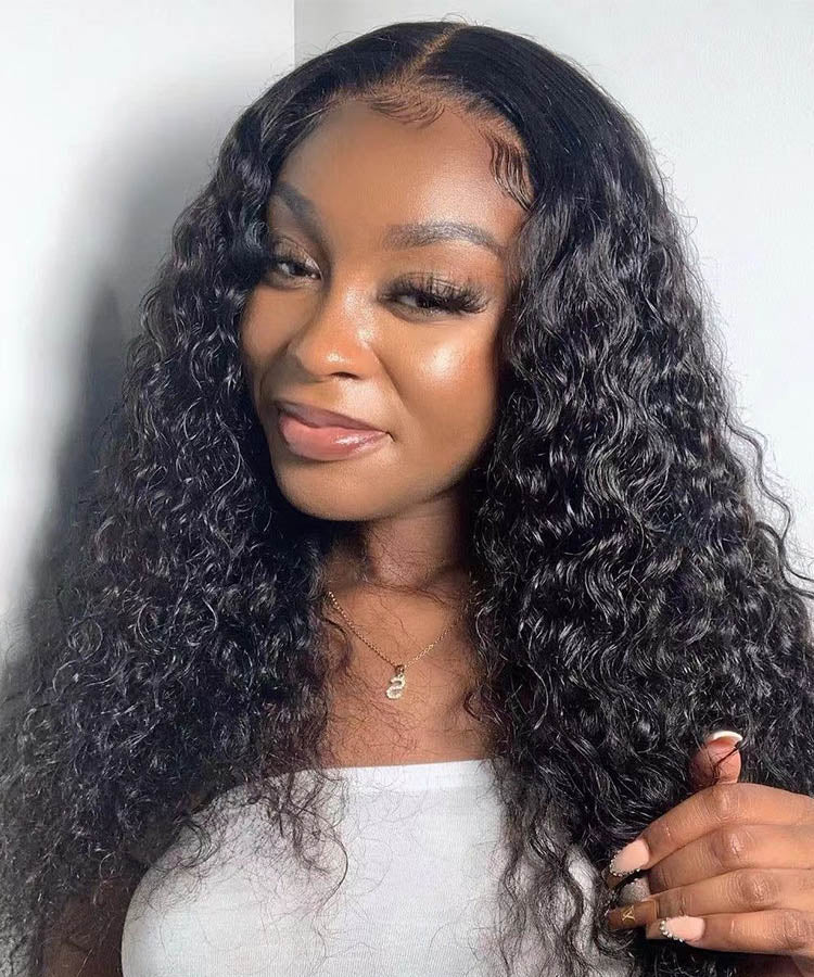 Water Wave Virgin Human Hair 4x4 Lace Closure Wig