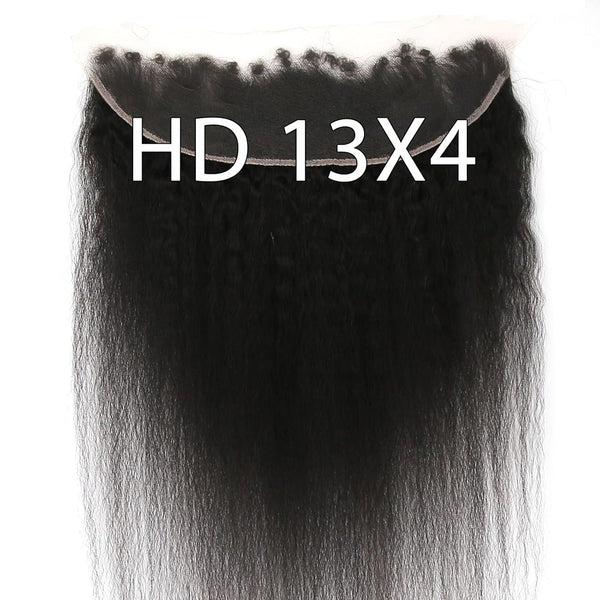 100% Virgin Human Hair Kinky Straight 13x4 HD Ear to Ear Lace Frontal