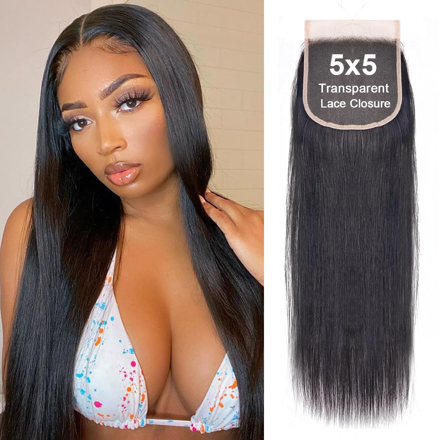 Brazilian Straight Virgin Human Hair 5x5 Lace Closure