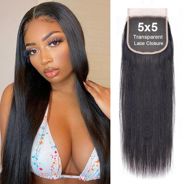 Brazilian Straight Virgin Human Hair 5x5 Lace Closure