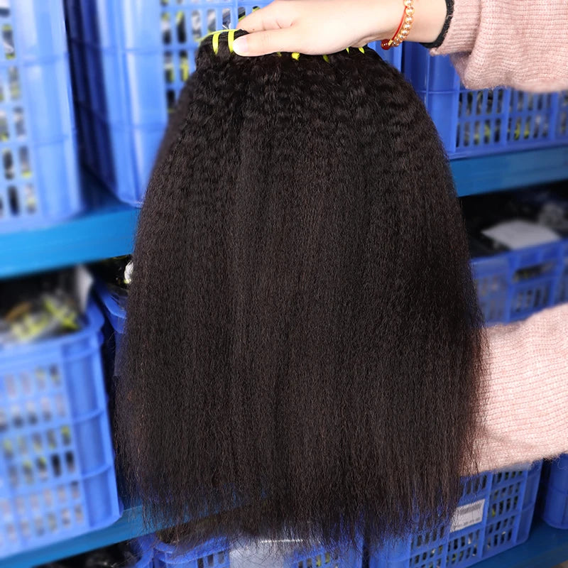 15A Double Drawn Kinky Straight Human Hair 3 Bundles