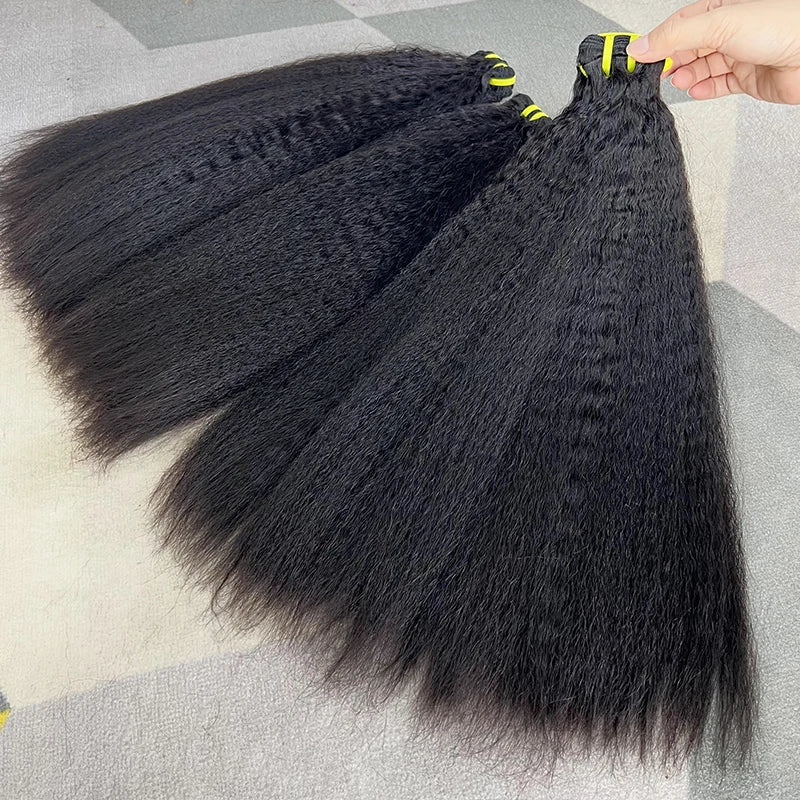 15A Double Drawn Kinky Straight Human Hair 3 Bundles