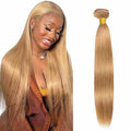 #27 Honey Blonde Bone‑Straight Brazilian Silky Straight/Body Wave Human Hair 1 Bundle for Sew In