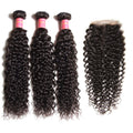 Curly Wave Human Hair 3 Bundles with 4x4 Lace Closure