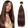 #4 Chocolate Brown Bone‑Straight Brazilian Silky Straight/Body Wave Human Hair 1 Bundle for Sew In