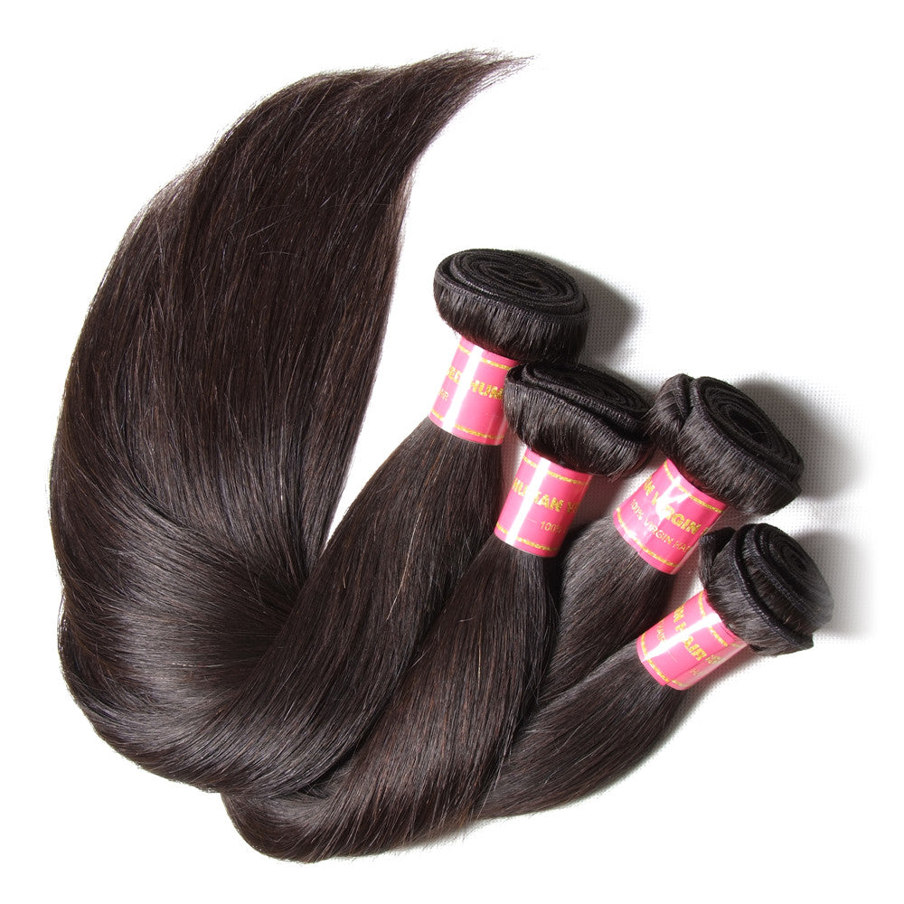 4 Bundles 10A 100% Virgin Straight Human Hair Extensions