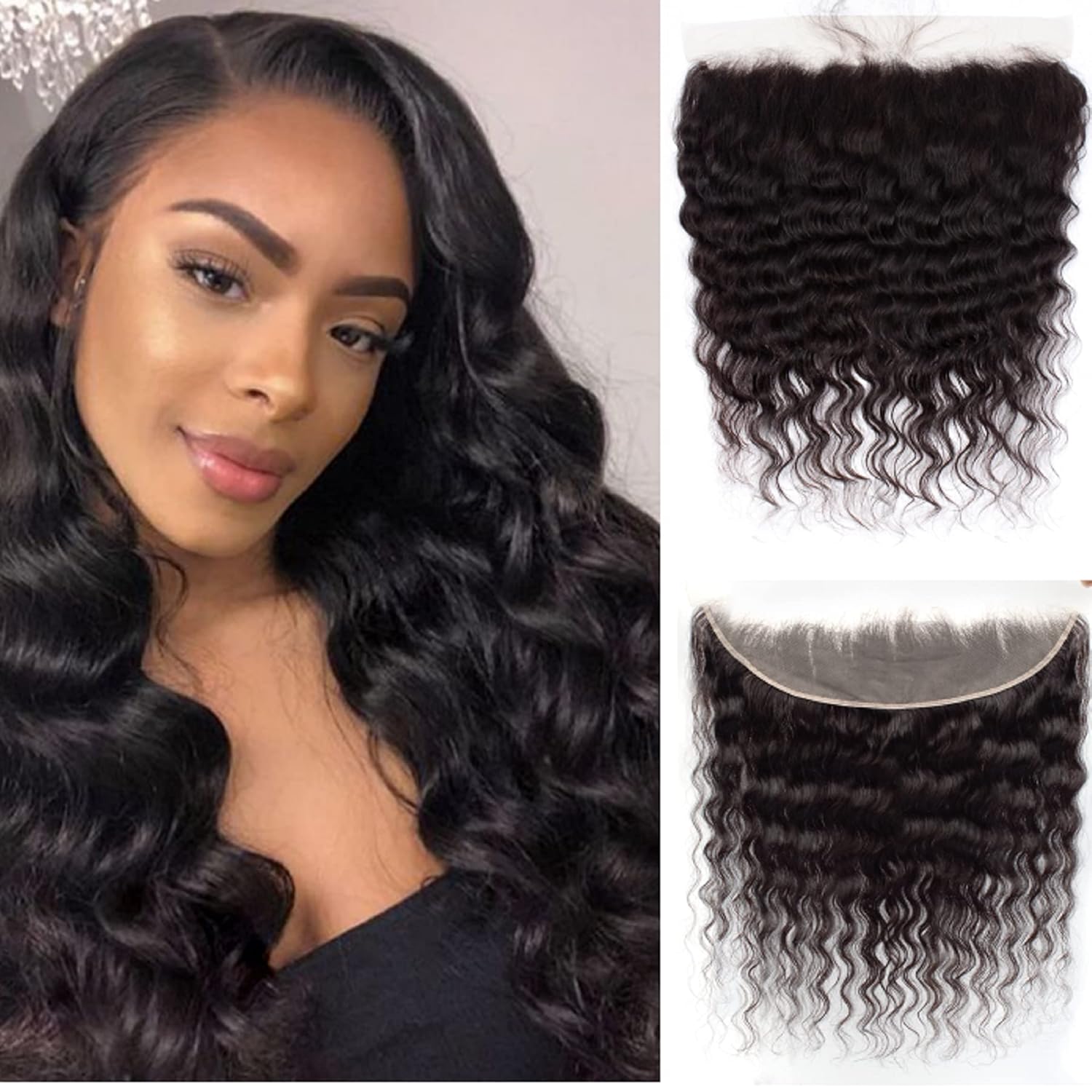 Brazilian Deep Wave Virgin Human Hair 13x4 Lace Frontal Closure