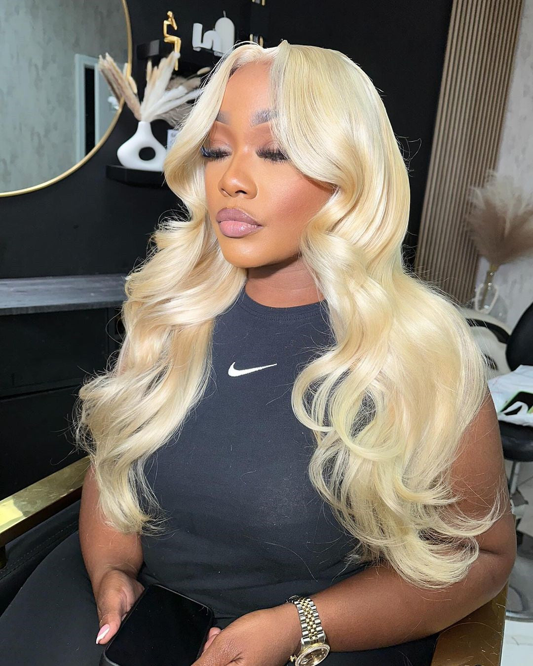 #613 Blonde Body Wave Human Hair 4x4 Lace Closure Wig