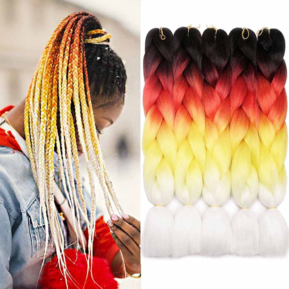 24" Ombre 4~5 Tones Color Kanekalon Jumbo Braids Afro Twist Synthetic Hair Braids Hair Extension 100g/Pcs