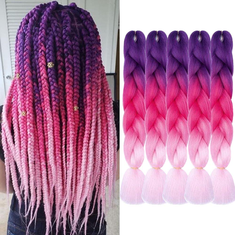 24" Ombre 3 Tone Color Kanekalon Jumbo Braids Afro Twist Synthetic Hair Braids Hair Extension 100g/Pcs