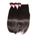 12A Brazilian Straight Human Hair 3 Bundles with 4x4 HD Lace Closure