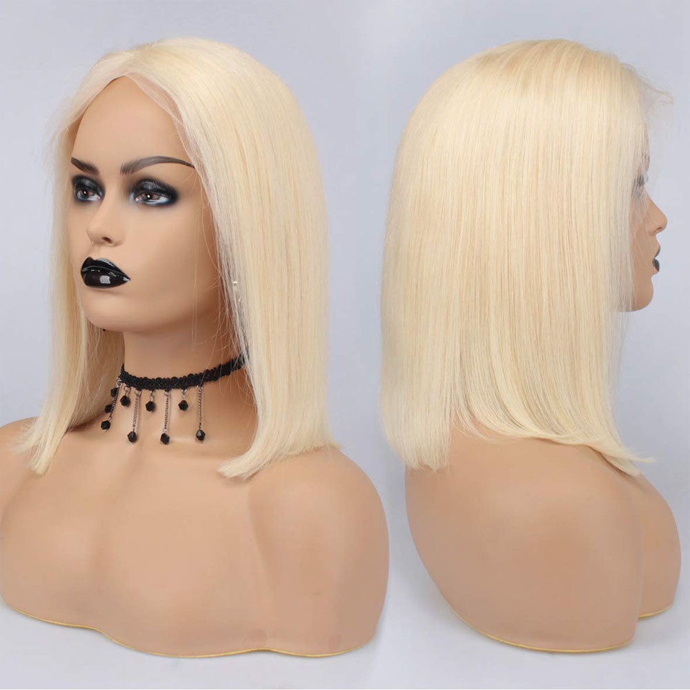 613 Blonde Short Bob Wigs 100% Human Hair 13x6 Lace Frontal Wigs