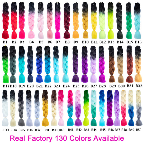 24" Ombre 2 Tone Color Kanekalon Jumbo Braids Afro Twist Synthetic Hair Braids Hair Extension 100g/Pcs