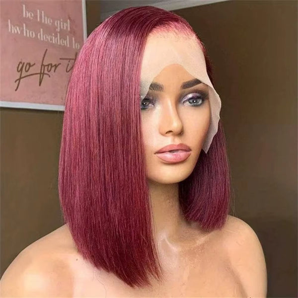12A Double Drawn BUG Short Bob Human Hair 4x4 5x5 13x4 Lace Front Wig