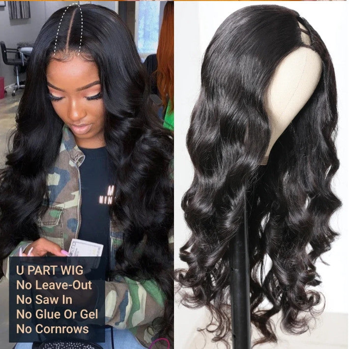 Brazilian Body Wave Human Hair U Part Wigs