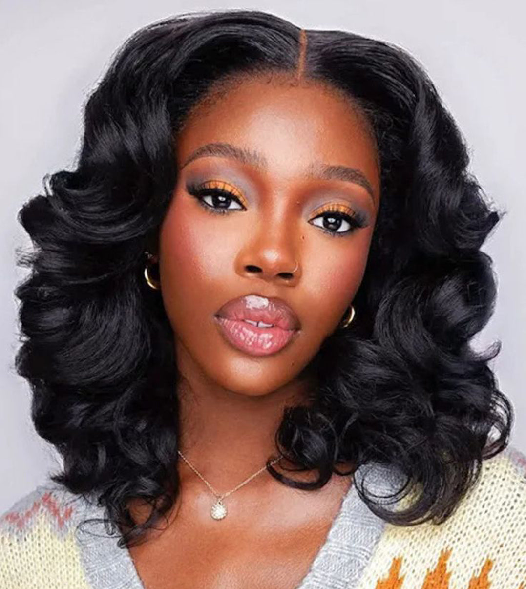 12A Double Drawn Body Wave Short Bob Human Hair 4x4 5x5 13x4 Lace Front Wig