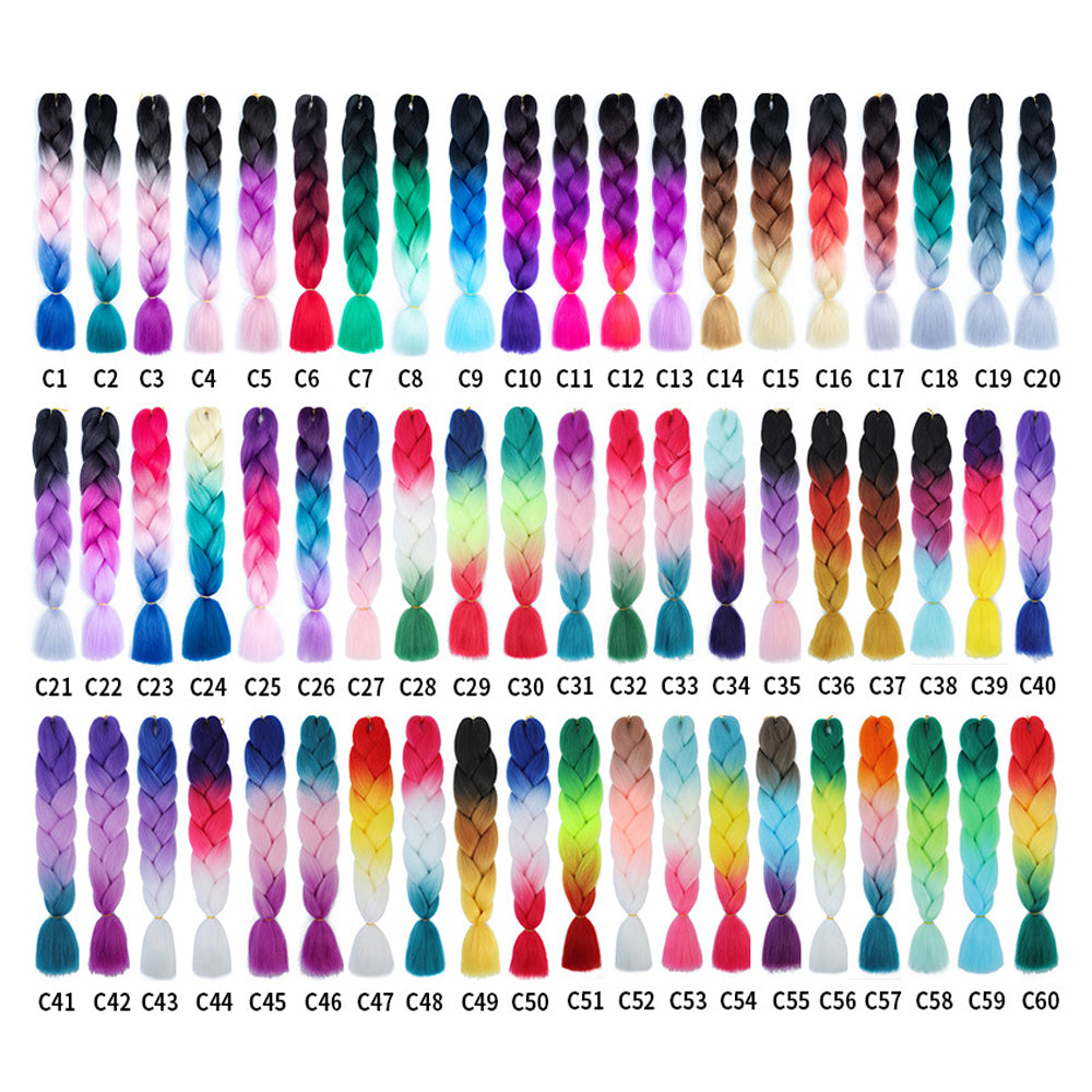 24" Ombre 3 Tone Color Kanekalon Jumbo Braids Afro Twist Synthetic Hair Braids Hair Extension 100g/Pcs