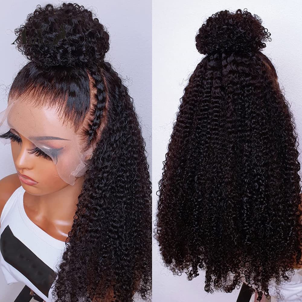Brazilian Kinky Curly Virgin Human Hair 360 Full Lace Front Wigs