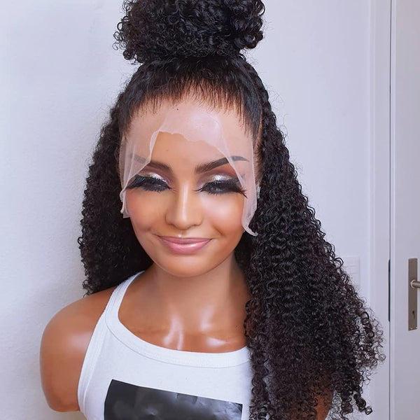 Brazilian Kinky Curly Virgin Human Hair 360 Full Lace Front Wigs