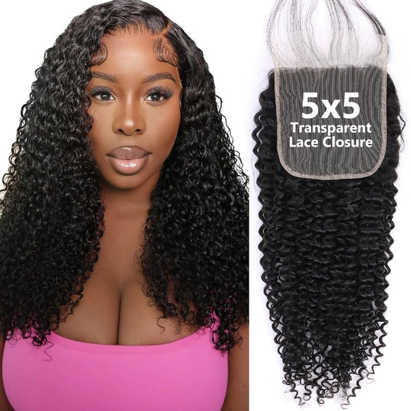 Brazilian Kinky Curly Virgin Human Hair 5x5 Lace Closure