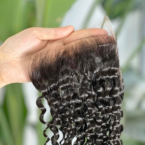 Brazilian Deep Curly Virgin Human Hair 5x5 HD Lace Closure