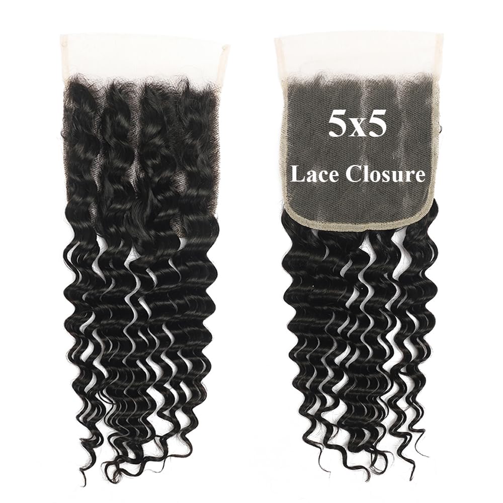 Brazilian Deep Wave Virgin Human Hair 5x5 Lace Closure