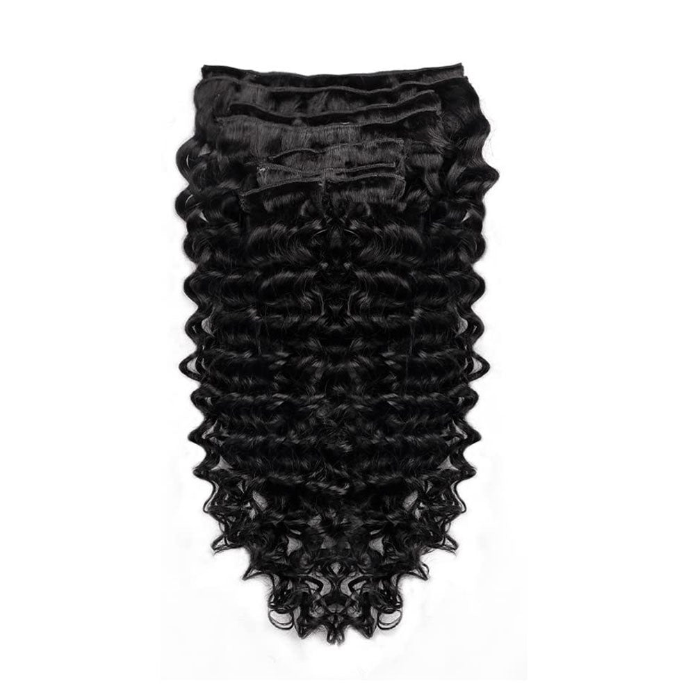 Brazilian Deep Wave Human Hair Clips In Hair Extensions 8Pcs/Set