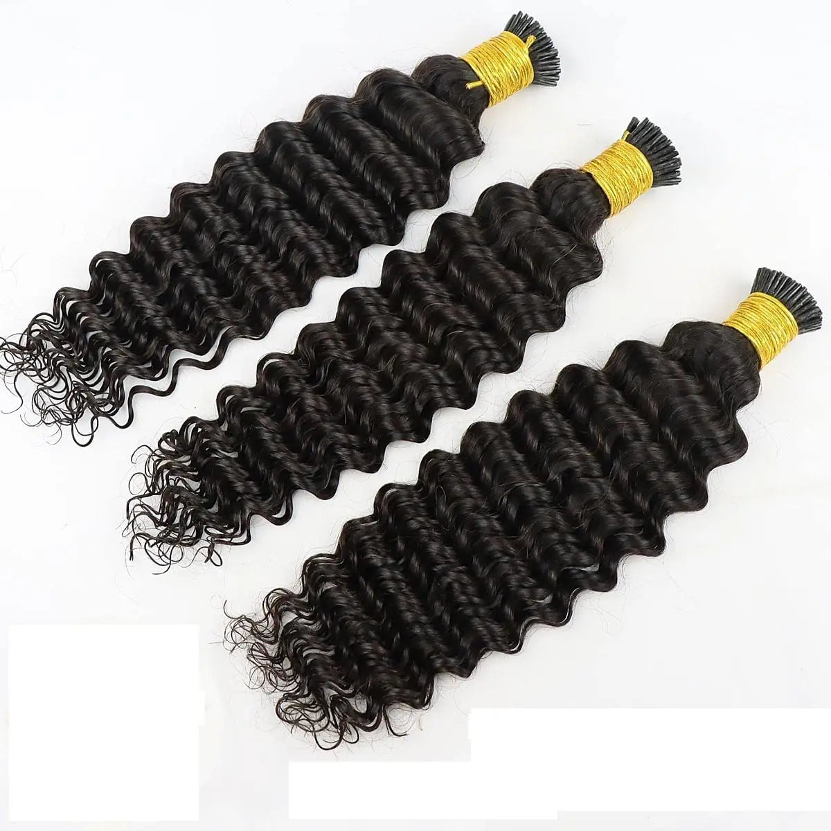 I Tip Deep Wave Human Hair Extensions 100g Dark Color #1~#12
