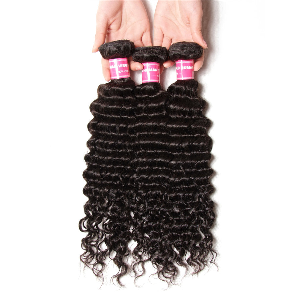 3 Bundles 10A Grade Deep Wave Human Hair Extensions