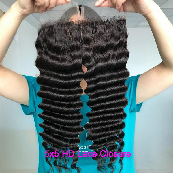 Brazilian Deep Wave Virgin Human Hair 5x5 HD Lace Closure