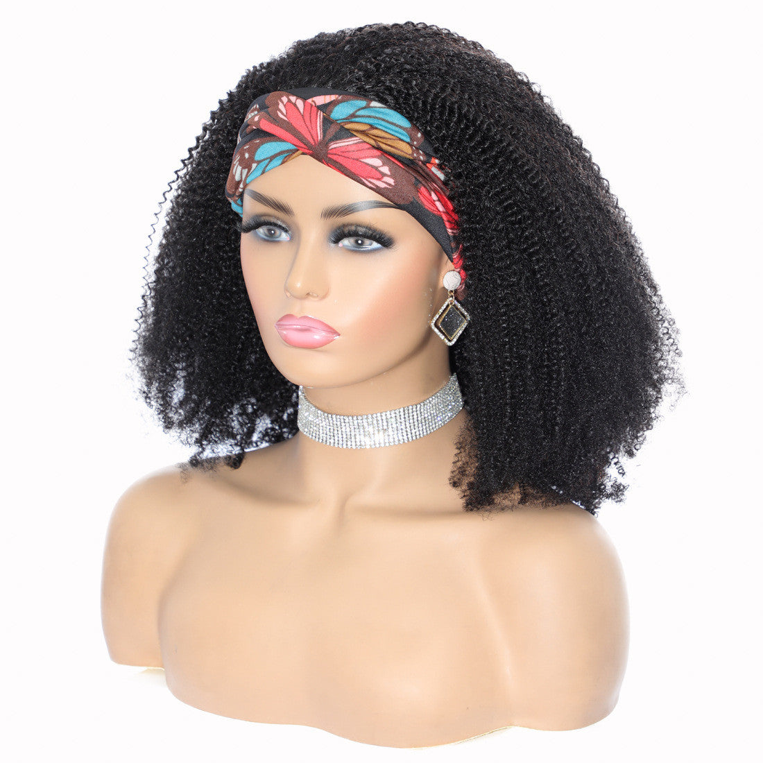 Afro Kinky Curly Human Hair Headband Wigs