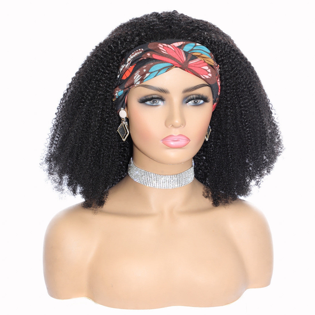 Afro Kinky Curly Human Hair Headband Wigs