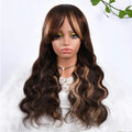 P4/27 Highlight Color Body Wave Human Hair Wigs with Bangs
