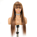P4/27 Highlight Color Straight Human Hair Wigs with Bangs