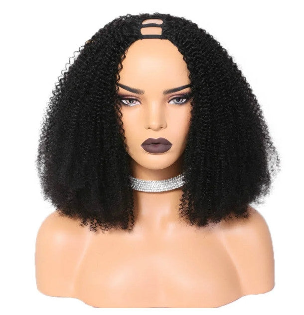 Brazilian Kinky Curly Human Hair U Part Wigs