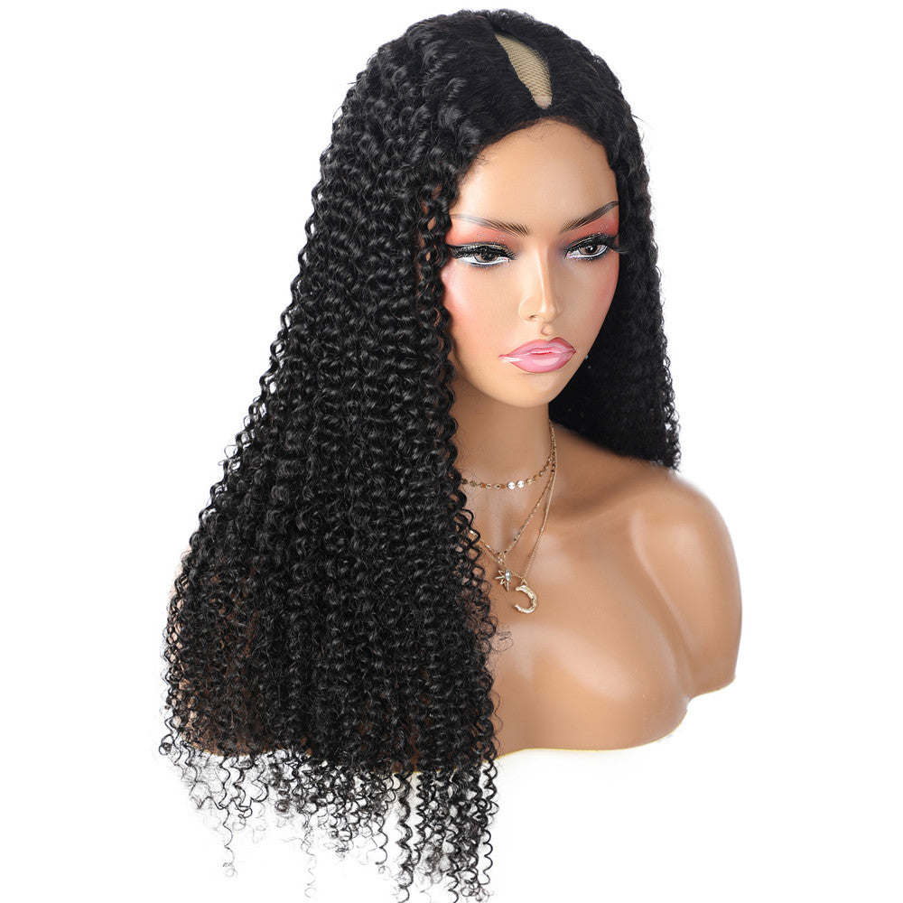 Brazilian Kinky Curly Human Hair V Part Wigs