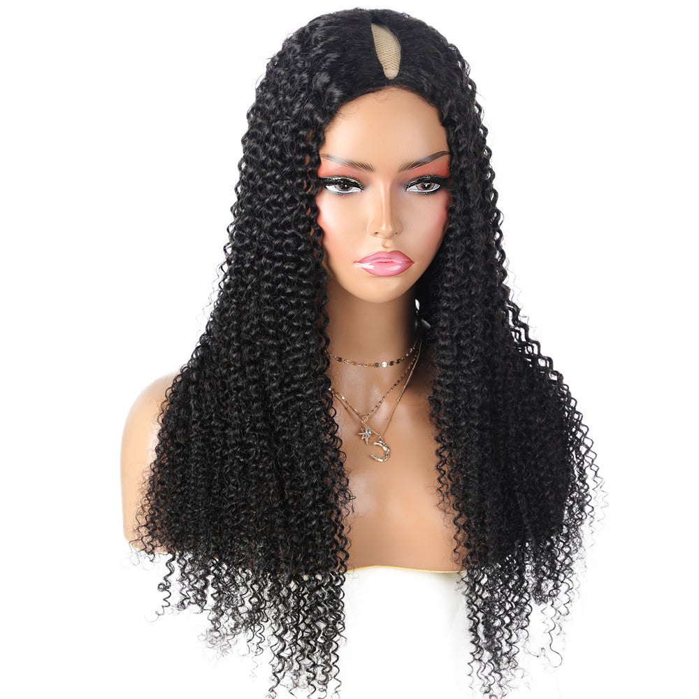 Brazilian Kinky Curly Human Hair V Part Wigs