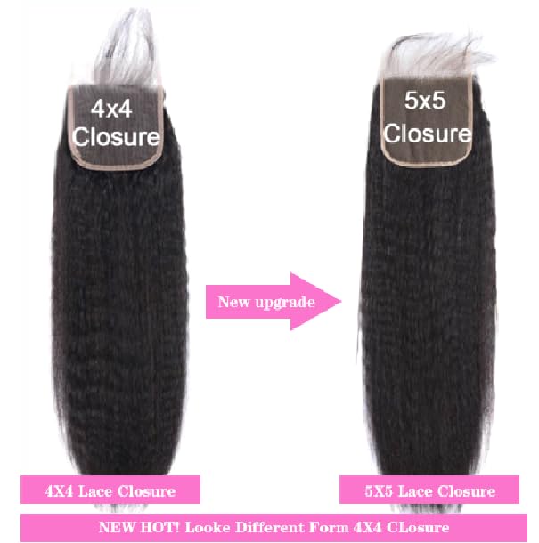 Brazilian Kinky Straight Virgin Human Hair 5x5 Lace Closure
