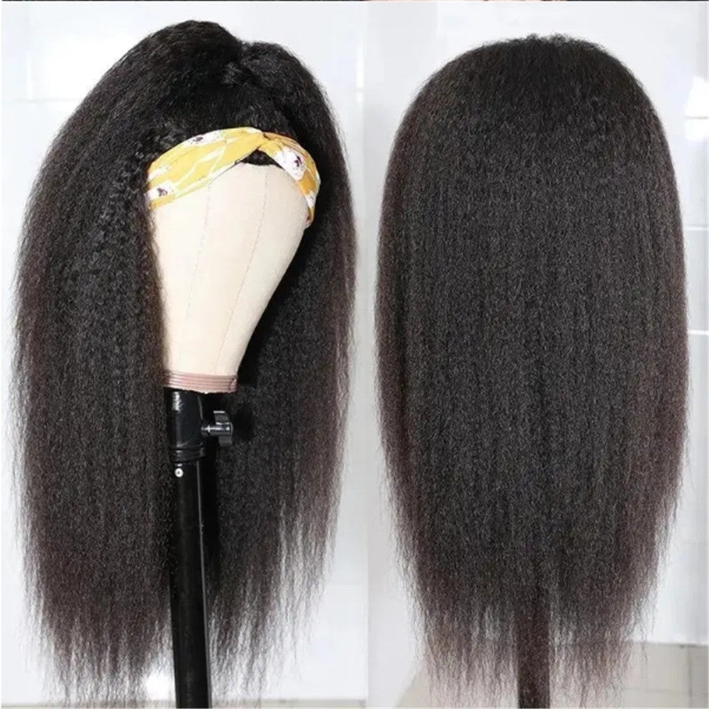 Kinky Straight Yaki Human Hair Headband Wigs