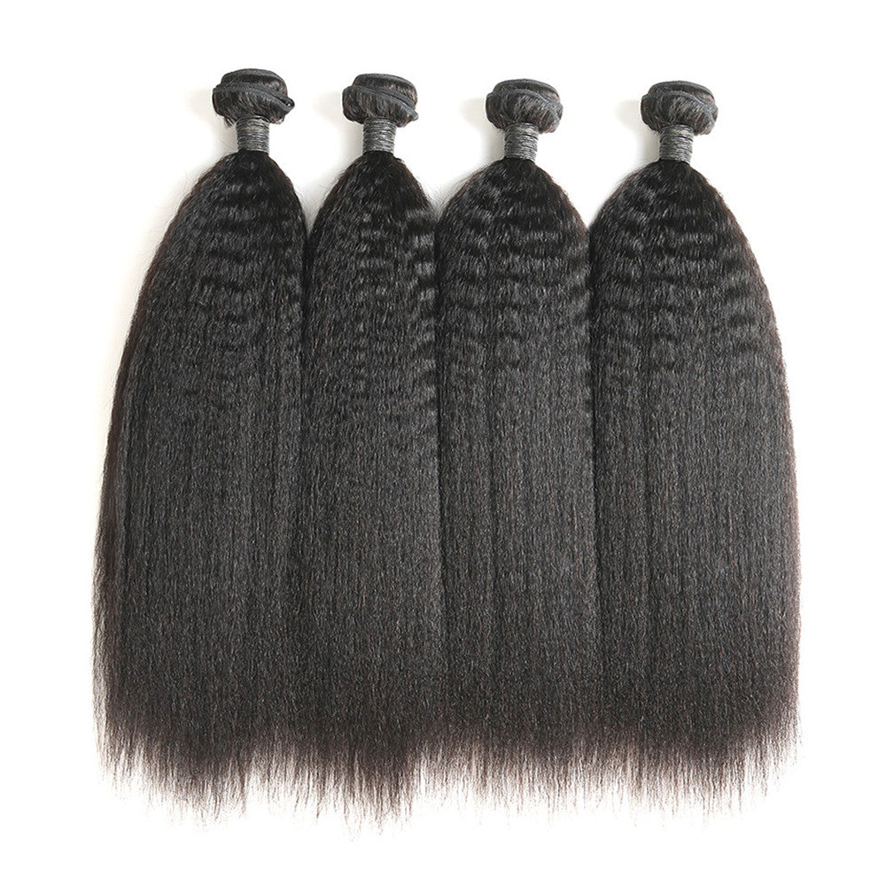 4 Bundles 10A 100% Virgin Kinky Straight Bundle Human Hair Extensions