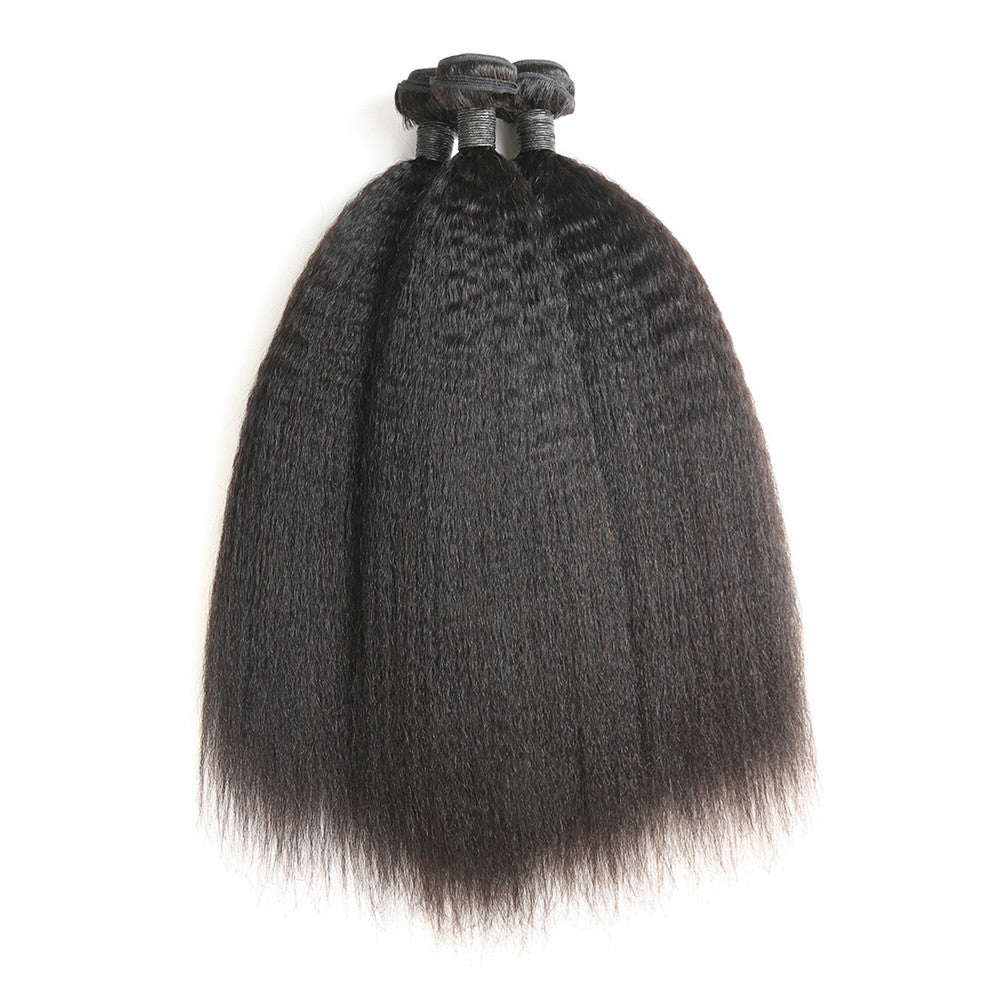 1 Pcs Hair Bundle 10A Grade Kinky Straight Human Hair Weft
