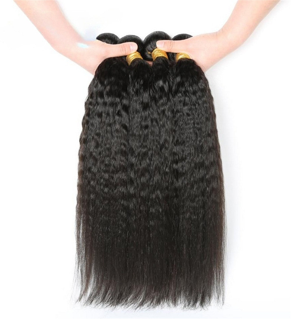 4 Bundles 10A 100% Virgin Kinky Straight Bundle Human Hair Extensions