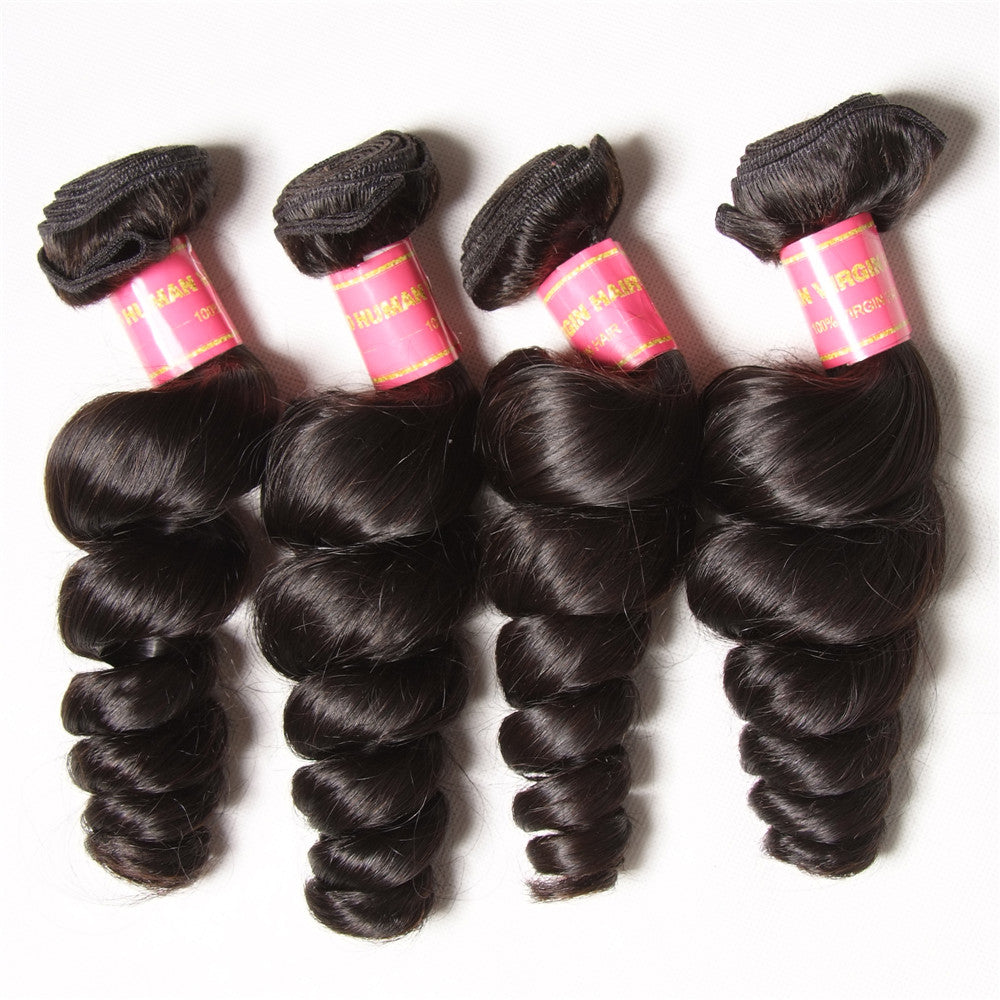4 Bundles 10A 100% Virgin Loose Wave Human Hair Extensions