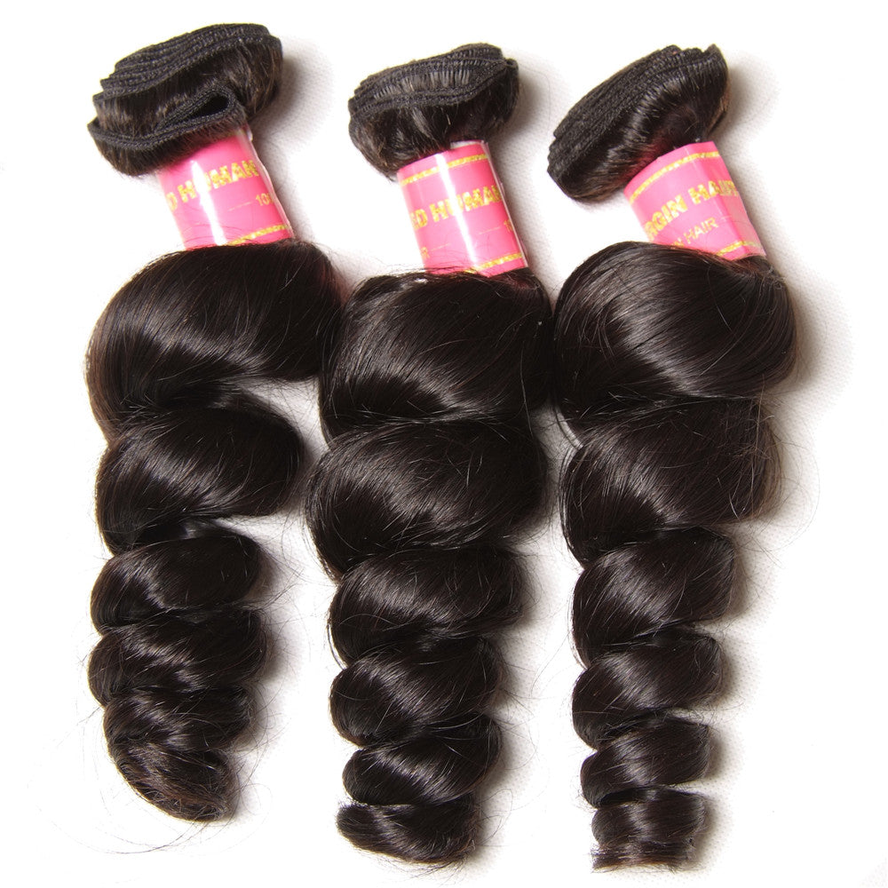 3 Bundles 10A Grade Loose Wave Human Hair Extensions