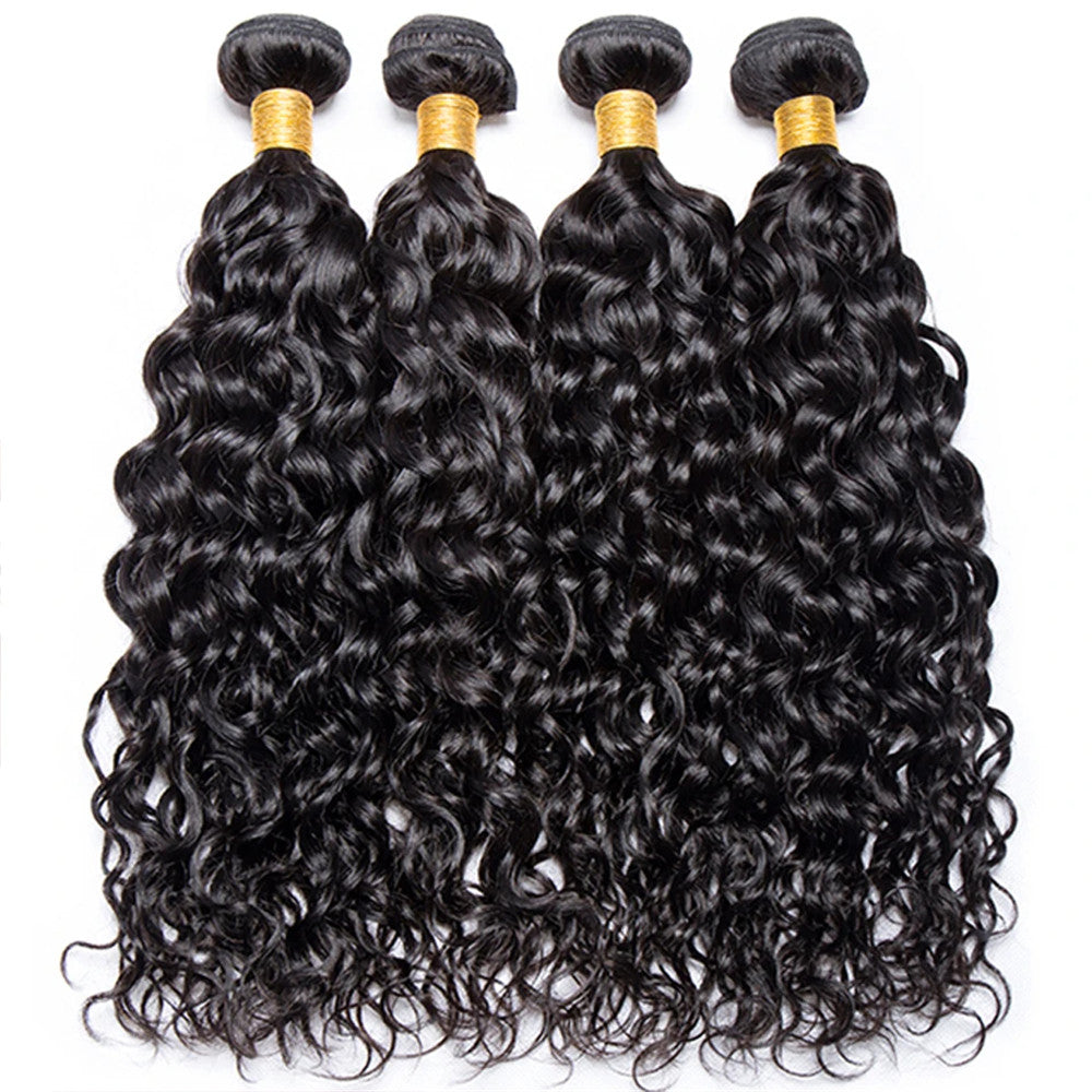4 Bundles 10A 100% Virgin Water Wave Human Hair Extensions