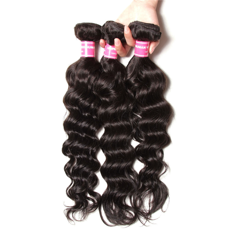 3 Bundles 10A Grade Natural Wave Human Hair Extensions